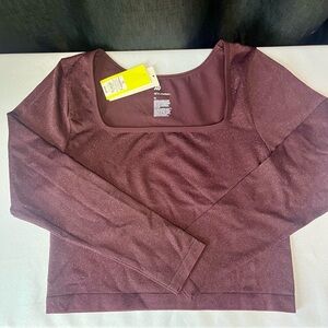 Sparkling Burgundy Long Sleeve Athletic Top